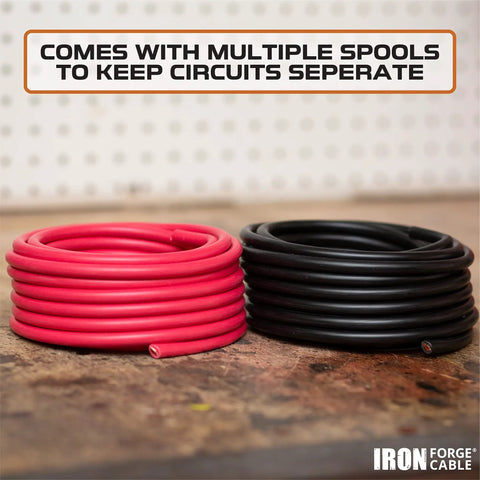 6 AWG Heavy Duty Battery And Automotive Wiring Kit, 2 Pack Of 25Ft CCA Primary Cables, red and black coils on spools
