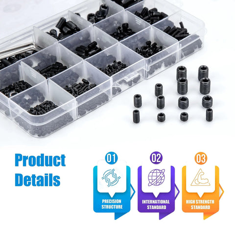 Stainless Steel Allen Head Cup Point Set Screws Kit For Doors And Lighting 786 Piece Metric M2.5 M3 M4 M5 M6 M8 Assortment