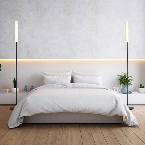 Dope Cylinder LED Floor Lamp With Remote, Full Range Dimming And Adjustable Color Temperature 3000K-6000K in bedroom setup