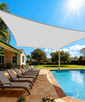 Rectangle 20x20 Sun Shade Sail Canopy for Patio Pergola Deck Outdoor Backyard Light Grey UV Block Ninety Five Percent Breathable All Weather HDPE Fabric 185GSM With Reinforced Stitching And Stainless Steel Hardware installed over a pool area.