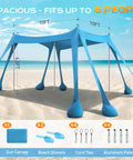 Beach Canopy Sun Shelter 10x10ft With UPF50 UV Protection Windproof Durable Shade Tent With 8 Sandbags and Stability Poles
