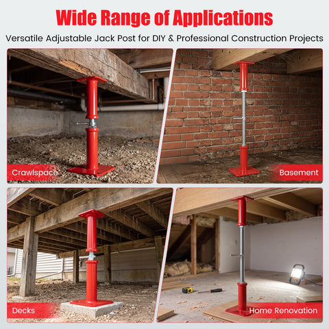 Badass Heavy Duty Adjustable House Floor Jacks With 10000 Lbs Unshakeable Hold Rock Solid Screw Support Posts Crafted From Hardened Carbon Steel For Basement Shoring 4 Piece Set in crawlspace.