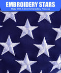 Close-up of star embroidery on Two Pack 12X18 Golf Cart Flags With American Flag Embroidery And Elastic Strap Bracket