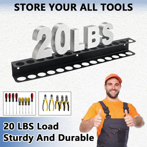 2 Pack Wall Mount Screwdriver And Pliers Organizer Rack Heavy Duty Steel Tool Holder For Garage And Workshop