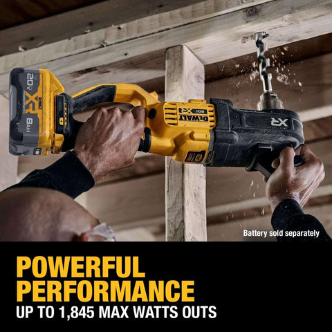 Boss Level Brushless Cordless Power Drill 20 Volt Max Ready Half Inch Compact Stud And Joist Driver Smart Anti Rotation Lockout and Bright LED Task Light For Heavy Duty Grind in use drilling wood.
