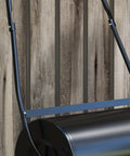 Close-up of Heavy Duty Garden Lawn Roller For Fresh Sod And Uneven Patches Water And Sand Filled 46 Liter Rolling Drum