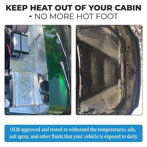 Thermal Block Automotive Heat Shield 12 By 24 Inches Peel And Stick Reflective Radiant Heat Barrier installed under hood and firewall