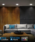 Living room with Eight Pack 6 Inch LED Recessed Retrofit Downlight Kit With 5CCT Color Temps 2700K 3000K 3500K 4000K 5000K Dimmable