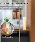 Sliding Barn Door Pull Handles 2 Pack Aluminum Alloy Flush Recessed Rectangular Pulls for Pocket Doors in Gold Finish installed on glass.