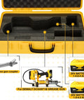Open yellow Beefy Hard Shell Case For 20V Max Grease Gun Kit DCGG571M1 DCGG571B with foam insert for tools and accessories