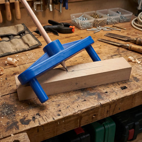 Rock Solid Magnetic Center Finder Tool For Woodworkers Needing Dead On Drill Layouts With Durable ABS Construction And Killer Precision Throughout Every Project on wood with pencil.