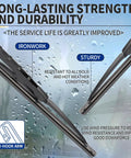 Pair Of 18 Plus 18 Inch Windshield Wiper Blades For Ford Ranger And Chevy Hhr All Season Rubber Wipers shown on a rain-covered windshield.