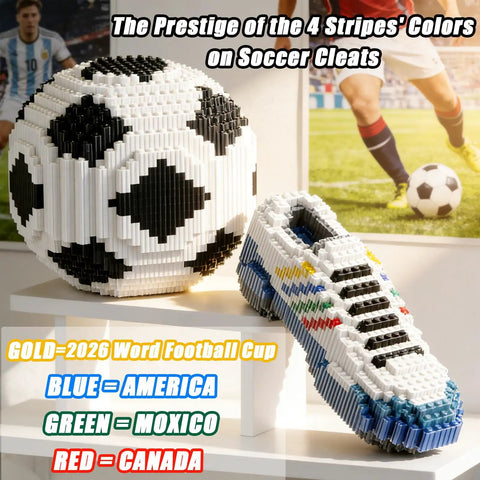 Dope 2026 Soccer Ball Building Block Set With Sport Sneaker And Luminous Crystal Shoe Realistic Mini Soccer Display On Golden Stand STEM Bricks DIY Educational Toy For World Cup Fans Teens And Adults, ABS plastic