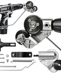 Heavy Duty Metal Nibbler Drill Attachment Double Head Design with attached drill, cutting rollers and accessories for metal cutting.