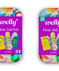 Grab Your Essentials And Keep It Solid With This Portable First Aid Kit Loaded With Flex Fabric Bandages Triple Antibiotic Ointment Wipes And Sturdy Metal Case For Hassle Free Quick Fixes On The Fly, Welly brand, 24 count, colorful design.
