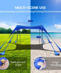 10x10 Ft Beach Shade Canopy Tent With 8 Sandbags, UPF Fifty Plus Sun Shelter for Beach and Backyard with fixed stakes and sandbags