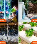 Aquariums, pet fountain, pond fountain, and hydroponics setups using powerful workhorse submersible water pump with adjustable intake