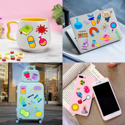 Science Themed Temporary Tattoos 96 Count Pack For Kids Teens Party Supplies on mug, laptop, suitcase, and phone case