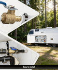 Lead Free Brass PEX Ball Valve Set Three Quarters Inch Two Pack for RV plumbing installation.