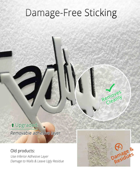 Close-up of Love Family Tree Wall Decor Picture Frame Collage 3D acrylic sticker showing damage-free sticking feature.