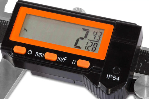 Digital Caliper 6.1 Inches Stainless Steel Water Resistant With LCD Readout And Storage Case IP54 Rated close-up view