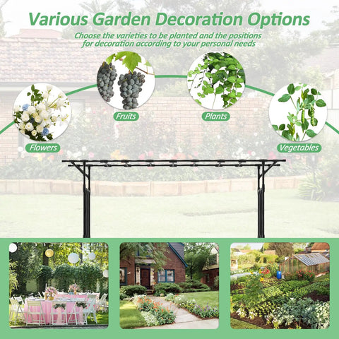 Supersize Garden Arch Trellis Flattop 100 Inches Long By 86 Inches High Outdoor Lawn Decor For Parties Weddings And Ceremonies Epic Backdrop With 79 Inch Leg Spacing Easy Assembly And Weather Resistant Garden Accent shown with garden options