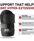 Adjustable Wrist Brace With Dual Elastic Straps For Maximum Support Heavy Duty Work And Sports Wrist Guard Latex Free Neoprene, front view with straps and padding features.