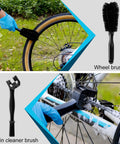Person using Bike Chain Cleaning Kit With Biodegradable Degreaser, Chain Lube, Cleaning Brush, Gear Gloves And Towel For MTB Road