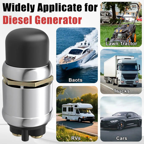 Heavy Duty 12V 50A Push Button Starter Switch With Weatherproof Rubber Cover for Cars, Trucks, Boats, and ATVs