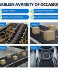 Heavy Duty Black Conveyor Belt 12 Inch Wide 25 Foot Long PVC Fabric Drive Belt With One Side 120 Cover Extra Long Fiber Fabric Bottom Layer Industrial Grade Polyester Repair Conveyor Belt For Light To Medium Duty used in various industries.