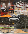 UFO LED High Bay Light 150W Daylight 5000K 22500LM 12 Pack Plug And Play Shop Lighting for Garage Workshop Warehouse Barn