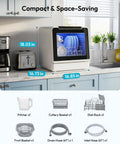 Portable Countertop Dishwasher Unit With Eight Quick Wash Cycles And Whisper Quiet Operation Totally Saves Counter Space, shown in kitchen.
