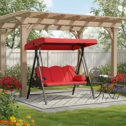 Red 75 By 47 Inch Heavy Duty Waterproof Outdoor Swing Canopy Cover With Side Grommets 210D Oxford Fabric Replacement For Patio Swings