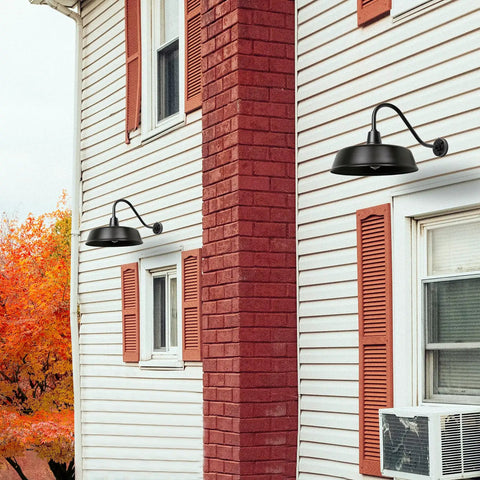 Gooseneck Barn Lights Outdoor Fixture 15 Inch Farmhouse Style Black Exterior Sconce Wall Light For Front Door Porch Garage With Dusk To Dawn Sensor And Weatherproof Design on house