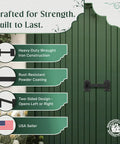 Built Tough Black Iron Fence Gate Latch With 12 Inch Long Bar Door Lock and All Mounting Hardware Included in A Pack of 10 Wrought Iron Barn Sliding Gate Bolt for Straight Up Hassle Free Dual Direction Hookup on a green gate.
