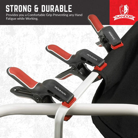 7-Inch Spring Clamps Set Of 4 Heavy Duty Nylon Clamps With Easy Grip Handles clamping a metal bar