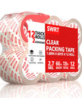 2.7 Mil Thick Ultra Clear Packing Tape, Heavy Duty Moving And Shipping Tape, 12 Rolls With 2 Dispensers, 1.88 Inch Wide