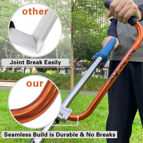 Ergonomic Trimmer Grip With Bracket Clamp For Weed Wacker Extension Handle Pain Relieving All Day Comfort in use by person outdoors
