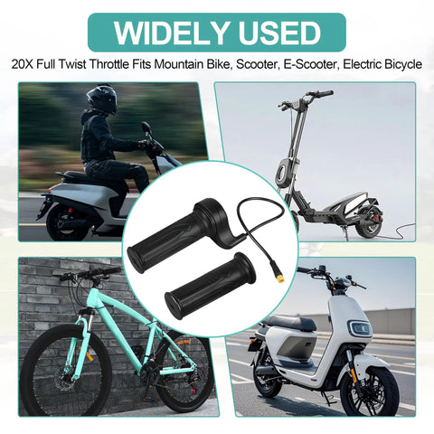 Waterproof 3 Pin Full Twist Throttle Grip 20X For 12V 72V Electric Bikes Scooters Mountain Ebikes Universal Compatibility Built For Everyday Commuting And Street Ready City Rides