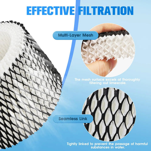Close-up of Four Pack HWF62 Humidifier Filter For HWF62 Series Fits SCM1100 SCM1701 SCM1702 SCM1762 SCM2409 with multi-layer mesh design