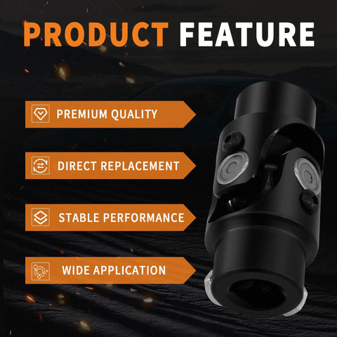 Three Quarter Inch Round Universal Joint For Steering Shaft Black U Joint With 35 Degree Operating Angle And 83 Mm Total Length Beefy Built For 4000 RPM Heavy Duty 40Cr Alloy Steel With Premium Needle Rollers, black steel steering joint