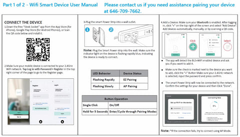 Instructions for installing Universal Outlet Concealer With WiFi Smart Power Strip, including QR code and app setup guide.