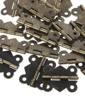 Antique Decorative Butterfly Hinges Set Of 24 For Jewelry Boxes And Cabinets, olive green finish, displayed on white surface.