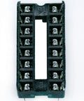 16 Pin DIP IC Socket, 2 Row, 2.54mm Pitch, Solder Type DIP Socket Adapter For PCB Boards, top view close-up