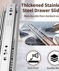 14 Inch Soft Close Drawer Slides With Full Extension Stainless Steel Side Mount Glides Heavy Duty Rails for durability