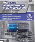 Tru-Flate HI FLO aluminum plug/coupler set, 1/4 in FNPT to 1/4 in MNPT, high-flow