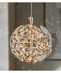 Modern Indoor Bedroom Crystal Luxury Pendant Light Ceiling Light,installable, showcasing intricate crystal design and warm gold accents.