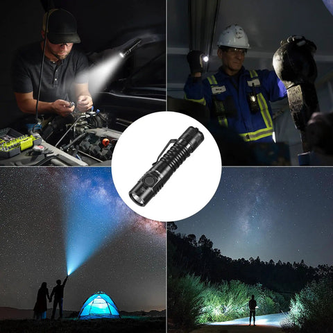 Super Bright High Lumen EDC Flashlight With 90 CRI LED 1200 Lumens Rechargeable Magnetic Tail 6 Modes in various uses