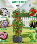 2 Pack Tomato Planter With Trellis, 57 Inch Self Watering Raised Garden Bed Planter Box For Indoor And Outdoor Tomatoes