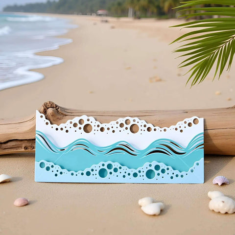 Beach Wave Metal Cutting Dies Set For Scrapbooking And Card Making on tropical beach sand